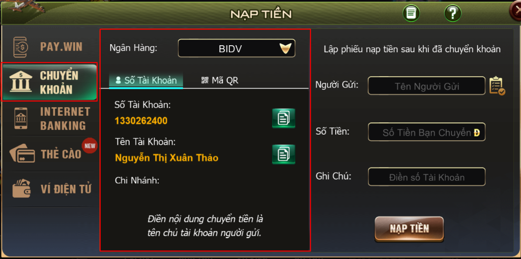 chọn ngân hàng